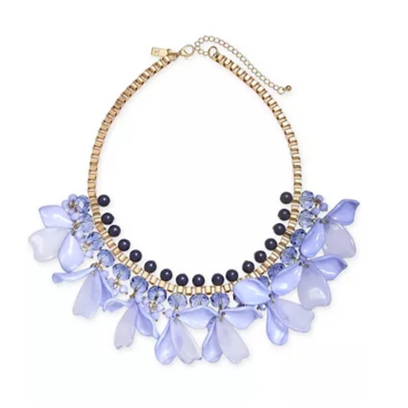INC Gold-Tone Blue Petal Statement Necklace - Picture 2 of 4